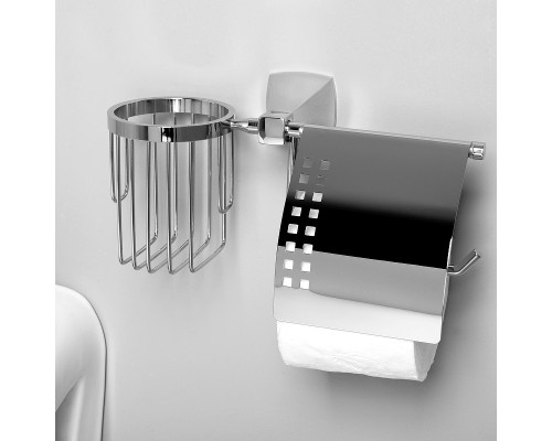 Держатель туалетной бумаги и освежителя воздуха WasserKRAFT Wern K-2559 с крышкой цвет Хром