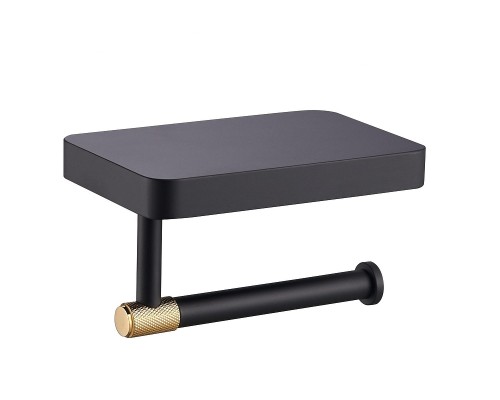 Держатель туалетной бумаги Wonzon & Woghand Majestic WW-9226 с полкой цвет Черный Золото