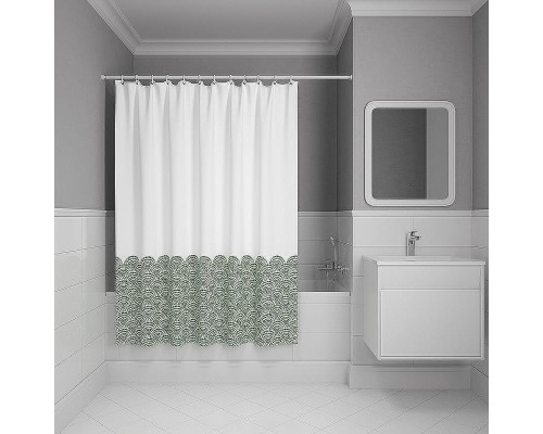 Шторка для ванны Iddis Base 180х200 BW04P18i11 Белая Зеленая