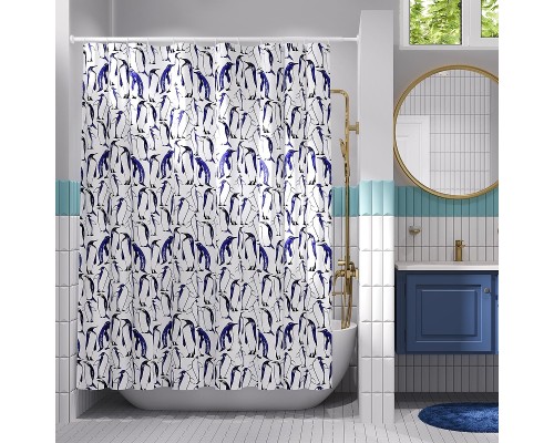 Шторка для ванны WasserKRAFT Berkel 180х200 SC-49101 Пингвины