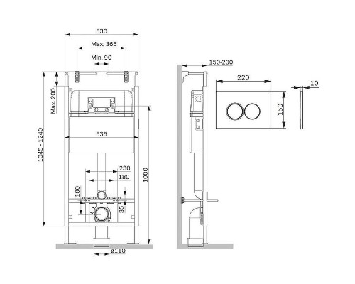 Инсталляция AM.PM MasterFit I012710.0101 для унитаза с Белой глянцевой клавишей смыва