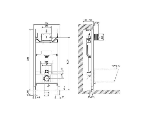 Инсталляция BelBagno BB001-120/BB014-SR-BIANCO с Белой клавишей смыва