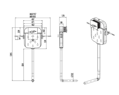 Смывной бачок Creavit FGR6006.00 без клавиши смыва