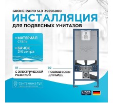 Инсталляция Grohe Rapid SLX 39596000 для унитаза без клавиши