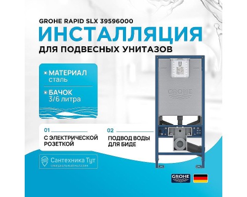 Инсталляция Grohe Rapid SLX 39596000 для унитаза без клавиши