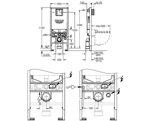 Инсталляция Grohe Rapid SLX 39596000 для унитаза без клавиши