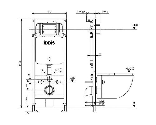 Инсталляция Iddis Optima Home OPH00GCi32K для унитаза с клавишей смыва Хром