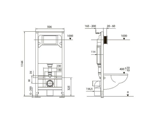 Инсталляция Tece Spring S955104 для унитаза с Черной матовой клавишей смыва