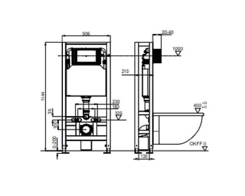 Инсталляция Tece Spring K500393 для унитаза без клавиши смыва