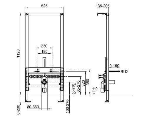 Инсталляция Villeroy&Boch ViConnect 92214800 для биде без клавиши смыва