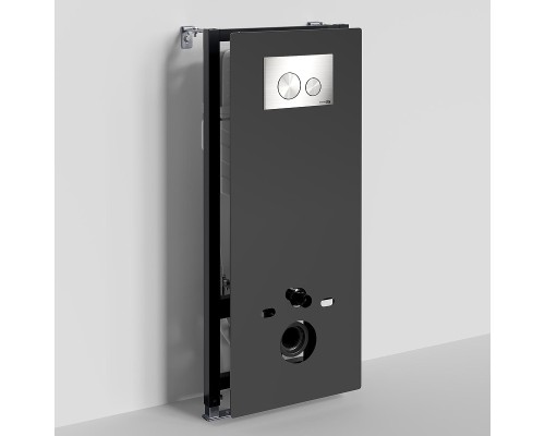 Инсталляция WasserKRAFT Abens 20TLT.010.ME.BL.BN02 для унитаза Черное стекло с клавишей смыва Никель