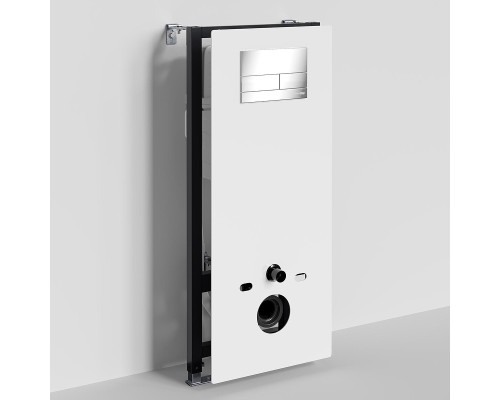 Инсталляция WasserKRAFT Abens 20TLT.010.ME.WH.CH04 для унитаза Белое стекло с клавишей смыва Хром