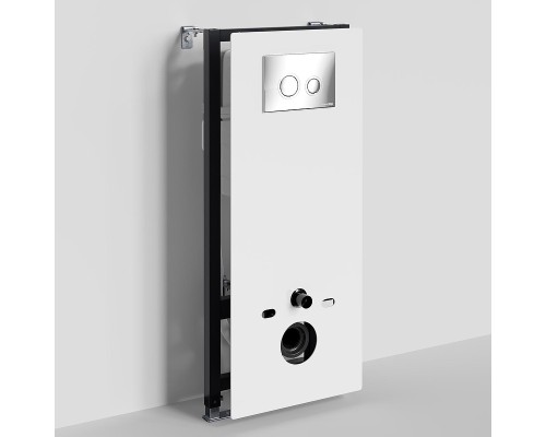 Инсталляция WasserKRAFT Abens 20TLT.010.ME.WH.CH01 для унитаза Белое стекло с клавишей смыва Хром