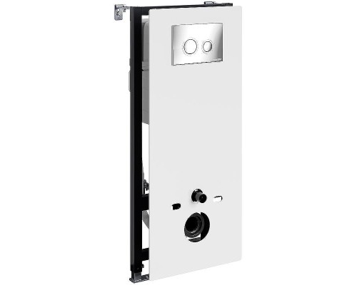 Инсталляция WasserKRAFT Abens 20TLT.010.ME.WH.CH01 для унитаза Белое стекло с клавишей смыва Хром