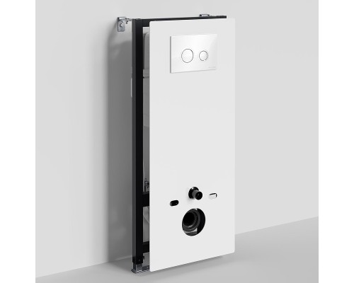 Инсталляция WasserKRAFT Abens 20TLT.010.ME.WH.WH01 для унитаза Белое стекло с Белой глянцевой клавишей смыва