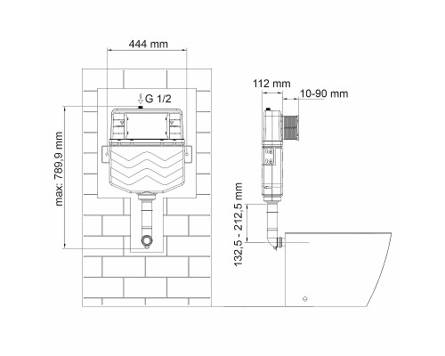 Смывной бачок WasserKRAFT Aller 10TLT.031.ME.CH04 для унитаза с клавишей смыва Хром