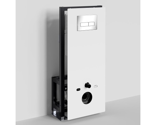 Инсталляция WasserKRAFT Glan 66TLT.010.ME.WH.CH03 для унитаза Белое стекло с клавишей смыва Хром