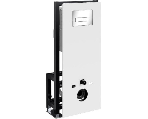 Инсталляция WasserKRAFT Glan 66TLT.010.ME.WH.CH03 для унитаза Белое стекло с клавишей смыва Хром