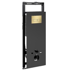 Инсталляция WasserKRAFT Salm 27TLT.010.ME.BL.MG03 для унитаза Черное стекло с клавишей смыва Золото матовое