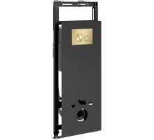 Инсталляция WasserKRAFT Salm 27TLT.010.ME.BL.MG02 для унитаза Черное стекло с клавишей смыва Золото матовое