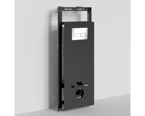 Инсталляция WasserKRAFT Salm 27TLT.010.ME.BL.CH03 для унитаза Черное стекло с клавишей смыва Хром