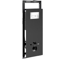 Инсталляция WasserKRAFT Salm 27TLT.010.ME.BL.CH03 для унитаза Черное стекло с клавишей смыва Хром