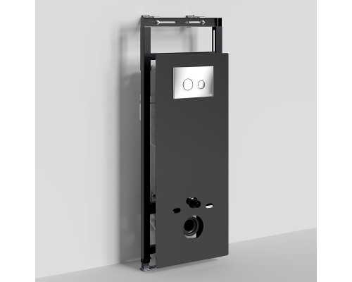 Инсталляция WasserKRAFT Salm 27TLT.010.ME.BL.CH01 для унитаза Черное стекло с клавишей смыва Хром