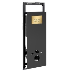 Инсталляция WasserKRAFT Salm 27TLT.010.ME.BL.MG01 для унитаза Черное стекло с клавишей смыва Золото матовое