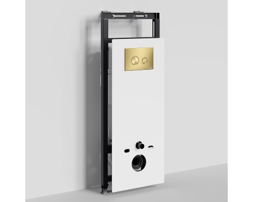 Инсталляция WasserKRAFT Salm 27TLT.010.ME.WH.MG01 для унитаза Белое стекло с клавишей смыва Золото матовое