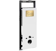 Инсталляция WasserKRAFT Salm 27TLT.010.ME.WH.MG01 для унитаза Белое стекло с клавишей смыва Золото матовое
