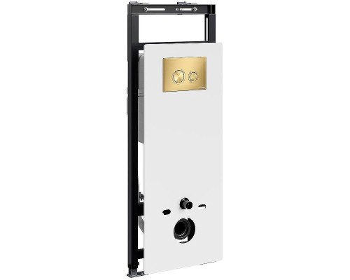 Инсталляция WasserKRAFT Salm 27TLT.010.ME.WH.MG01 для унитаза Белое стекло с клавишей смыва Золото матовое