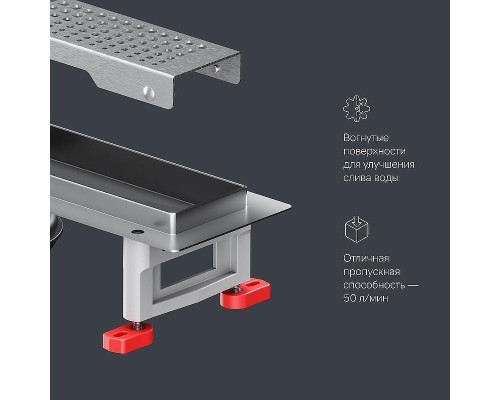 Душевой лоток AM.PM MasterFlow 40 W01SC-P11-040-01SB с решеткой Хром матовый Cut Gradient