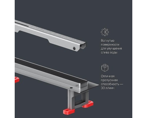 Душевой лоток AM.PM MasterFlow 100 W01SC-S11-100-05SB с решеткой Хром матовый Slim line