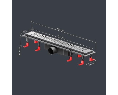 Душевой лоток AM.PM PrimeFlow 60 W02SC-P11-060-01SB с решеткой Хром матовый Cut Gradient