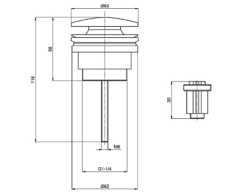 Донный клапан AQUAme AQM7003BG click-clack Шлифованное золото