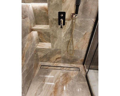 Душевой лоток CeramaLux 64 CL6138GG-60 с решеткой цвет Оружейная сталь