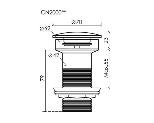 Донный клапан для раковины Ceramicanova CN2000MLG click-clack Зеленый матовый