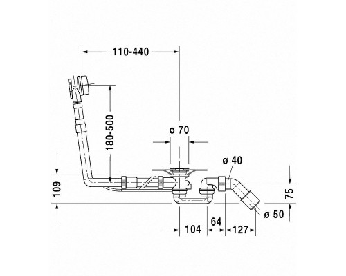 Слив-перелив Duravit 790293000001000 полуавтомат цвет Хром