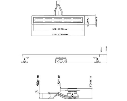 Душевой лоток Esbano Combi 60 C-RAIN-60MB ESTRCOMRAIN60MB с Черной матовой решеткой