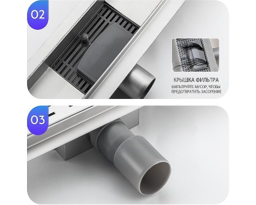 Душевой лоток Gappo G86007-2 с решеткой Нержавеющая сталь