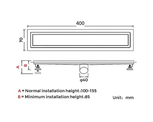 Душевой лоток Gappo G84007-4 с решеткой под плитку
