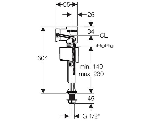 Наливная арматура Geberit 136.725.00.1 с нижней подводкой