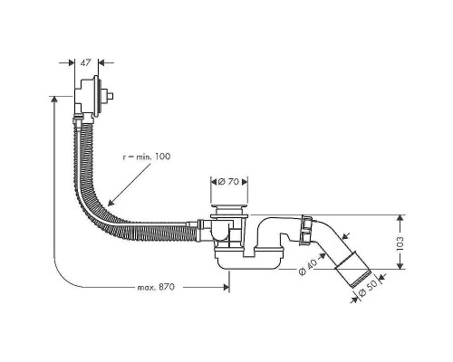Слив-перелив Hansgrohe Flexaplus 58141180 полуавтомат Белый