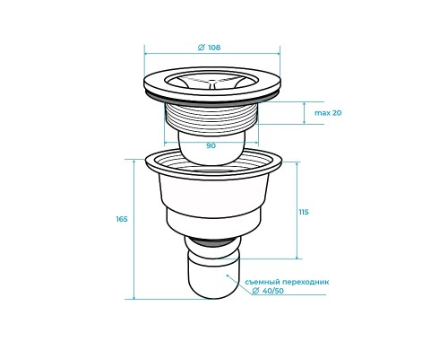 Сифон для душевого поддона RGW S-020 502402000-01 Хром