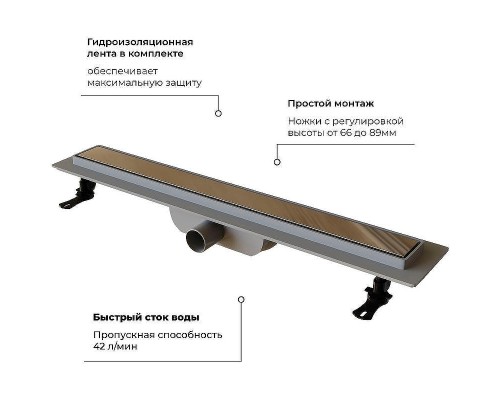 Душевой лоток RGW Drain Leo-11-60 60211160-01 с решеткой Хром / под плитку