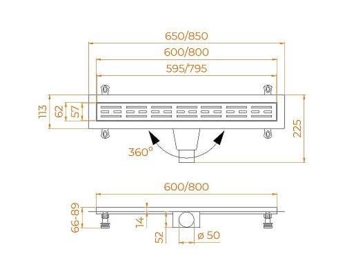 Душевой лоток RGW Drain Leo-20-80 60212080-01 с решеткой Хром