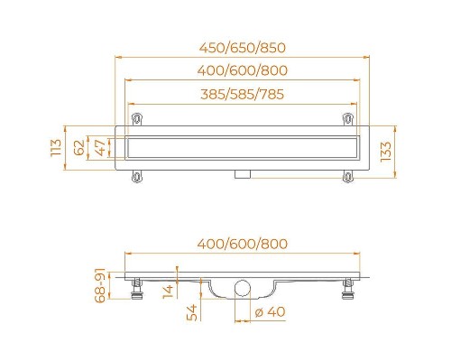 Душевой лоток RGW Drain Leo-11-80 60211180-01 с решеткой Хром / под плитку
