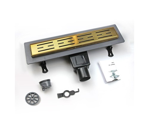 Душевой лоток RGW Drain Leo-30Gb-40 60213040-06 с решеткой Золото брашированное