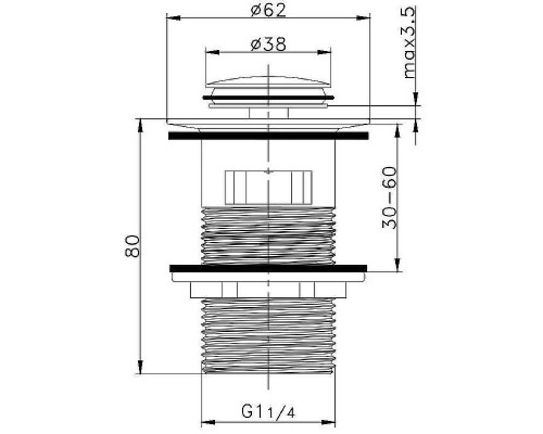 Донный клапан Raglo R600.05.06 click-clack Черный матовый