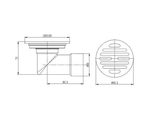 Душевой трап Raglo 100x100 R605.10.06 с Черной матовой решеткой